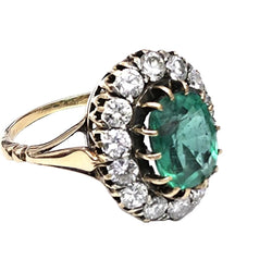Bague en or jaune, émeraude et diamants - Castafiore