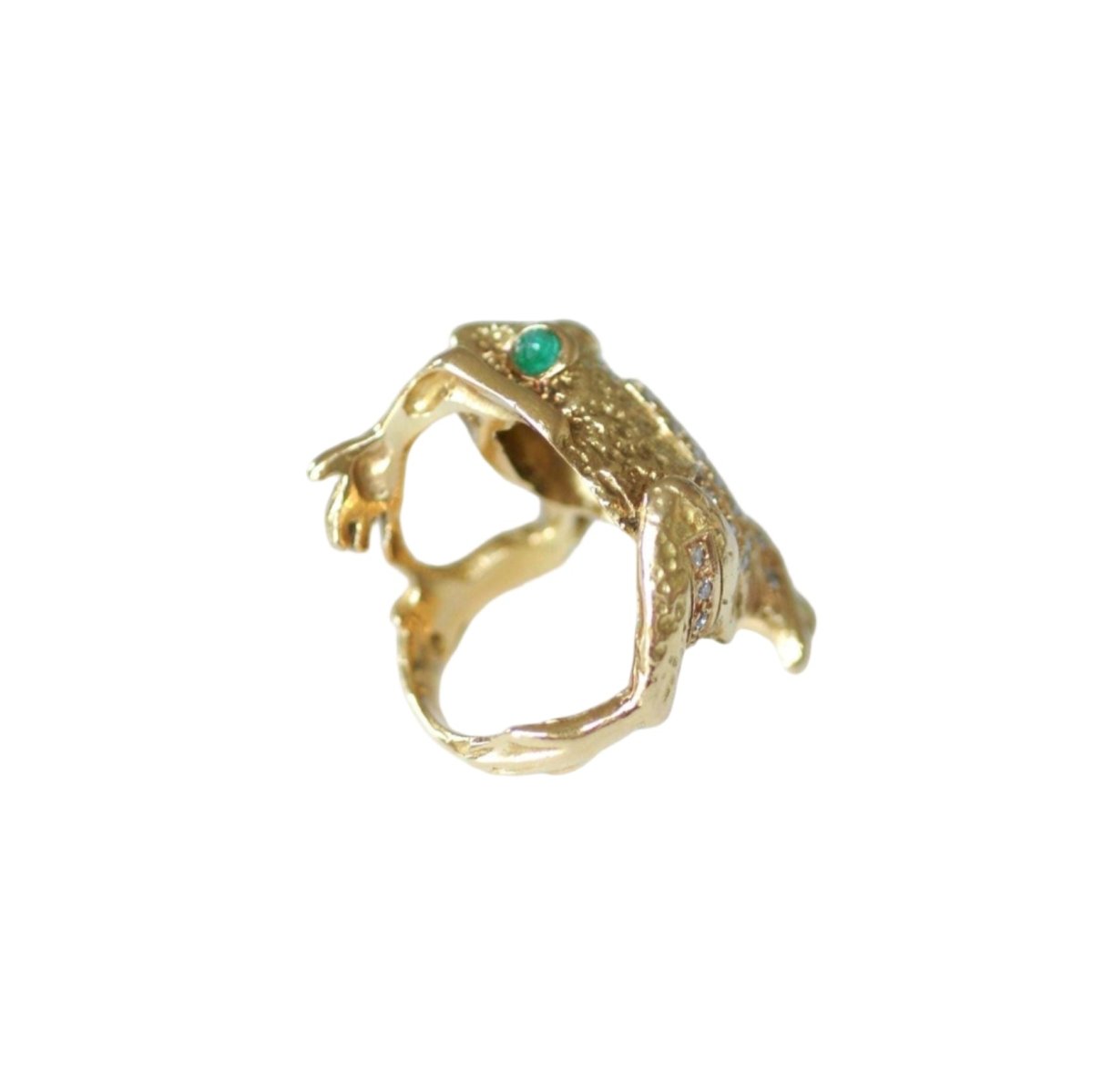 Bague en or jaune, émeraude, et diamants - Castafiore