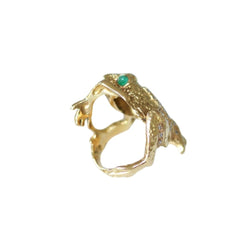 Bague en or jaune, émeraude, et diamants - Castafiore