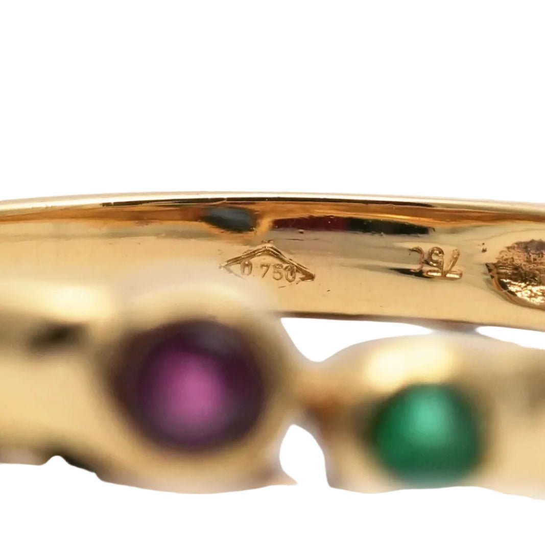 Bague en or jaune, émeraude, rubis, saphir et diamant - Castafiore