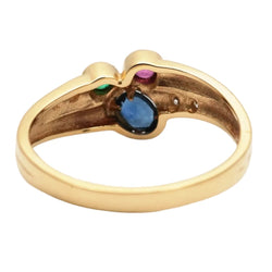 Bague en or jaune, émeraude, rubis, saphir et diamant - Castafiore