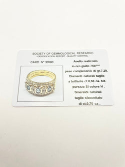 Bague en or jaune, émeraudes et diamants - Castafiore