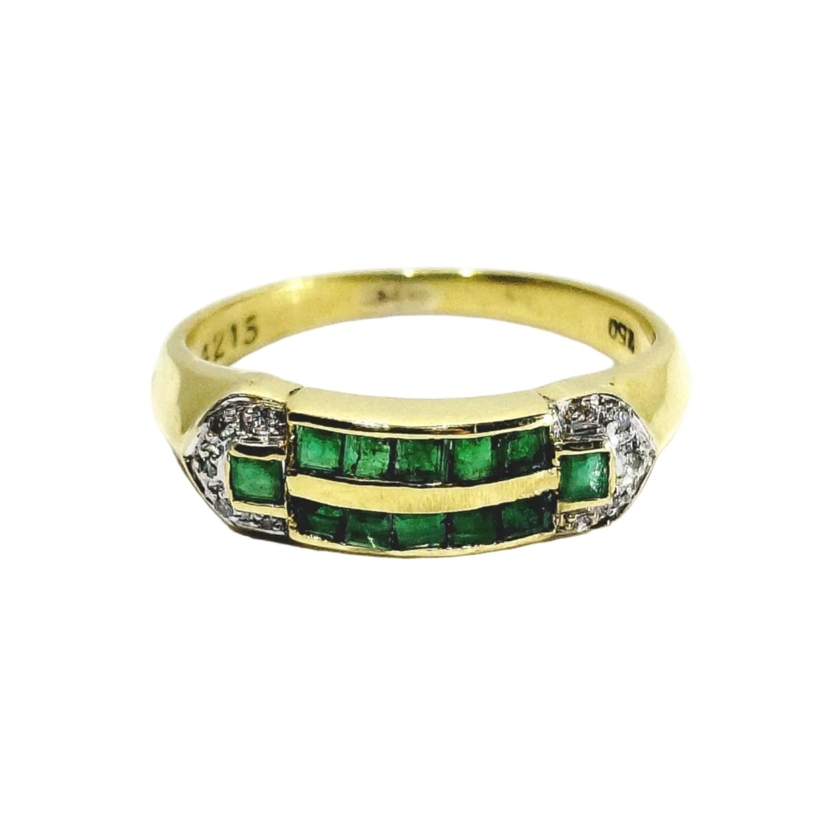Bague en or jaune, émeraudes et diamants - Castafiore