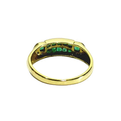 Bague en or jaune, émeraudes et diamants - Castafiore