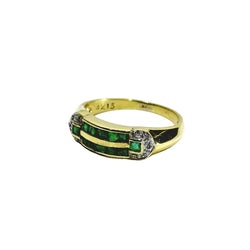 Bague en or jaune, émeraudes et diamants - Castafiore