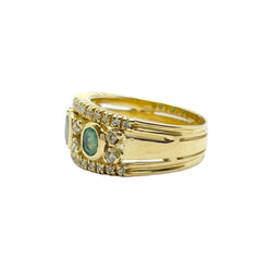 Bague en or jaune, émeraudes et diamants - Castafiore