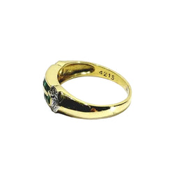 Bague en or jaune, émeraudes et diamants - Castafiore