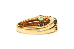 Bague en or jaune, émeraudes et diamants - Castafiore