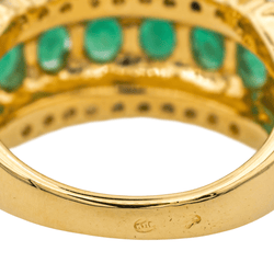 Bague en or jaune, émeraudes et diamants - Castafiore
