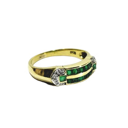 Bague en or jaune, émeraudes et diamants - Castafiore