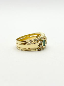 Bague en or jaune, émeraudes et diamants - Castafiore