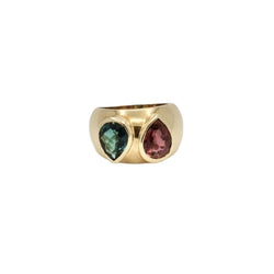 Bague en or jaune er tourmalines poires - Castafiore