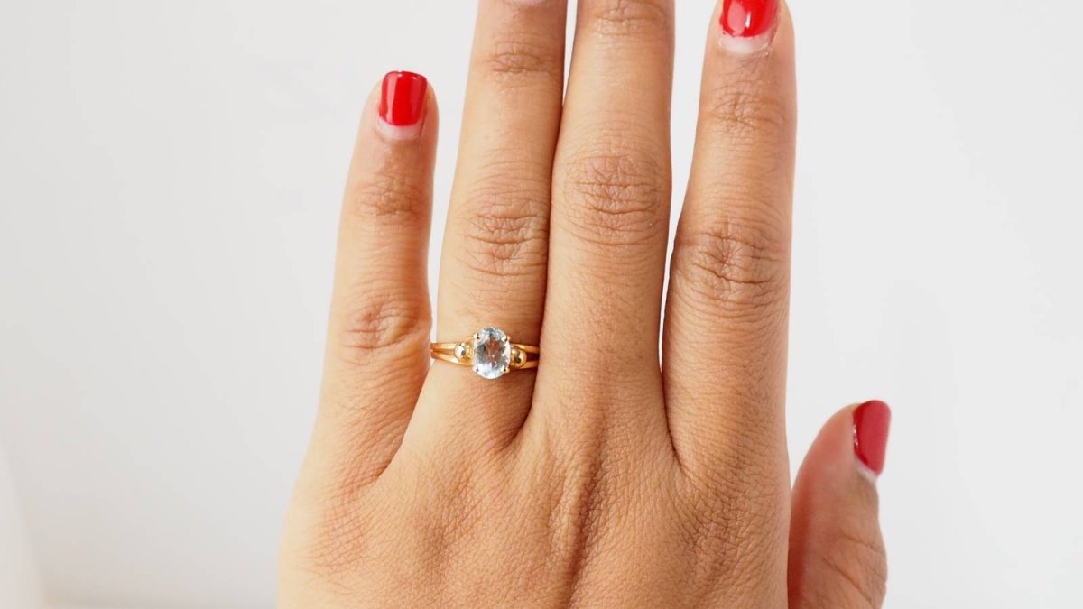 Bague en or jaune et aigue marine - Castafiore
