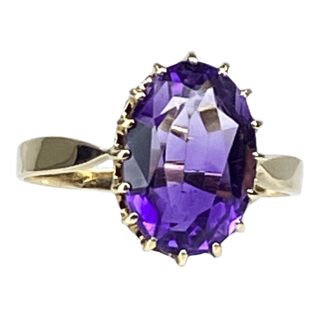 Bague en or jaune et améthyste - Castafiore