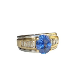 Bague en or jaune et blanc 18K saphir et diamants - Castafiore