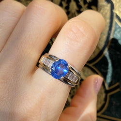 Bague en or jaune et blanc 18K saphir et diamants - Castafiore