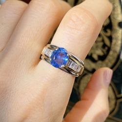 Bague en or jaune et blanc 18K saphir et diamants - Castafiore