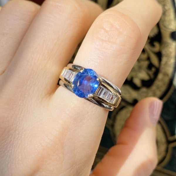 Bague en or jaune et blanc 18K saphir et diamants - Castafiore