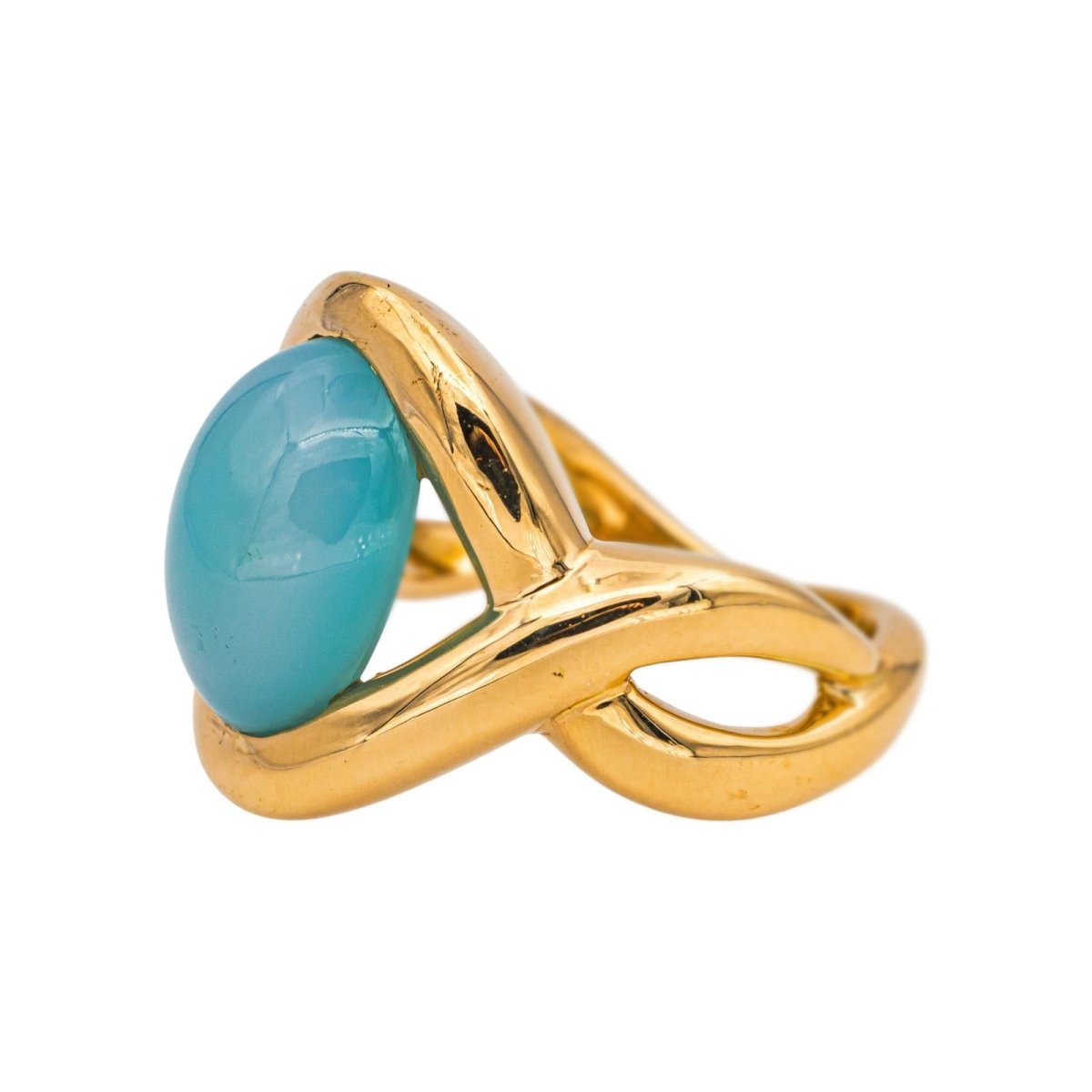 Ring Yellow gold Chrysoprase