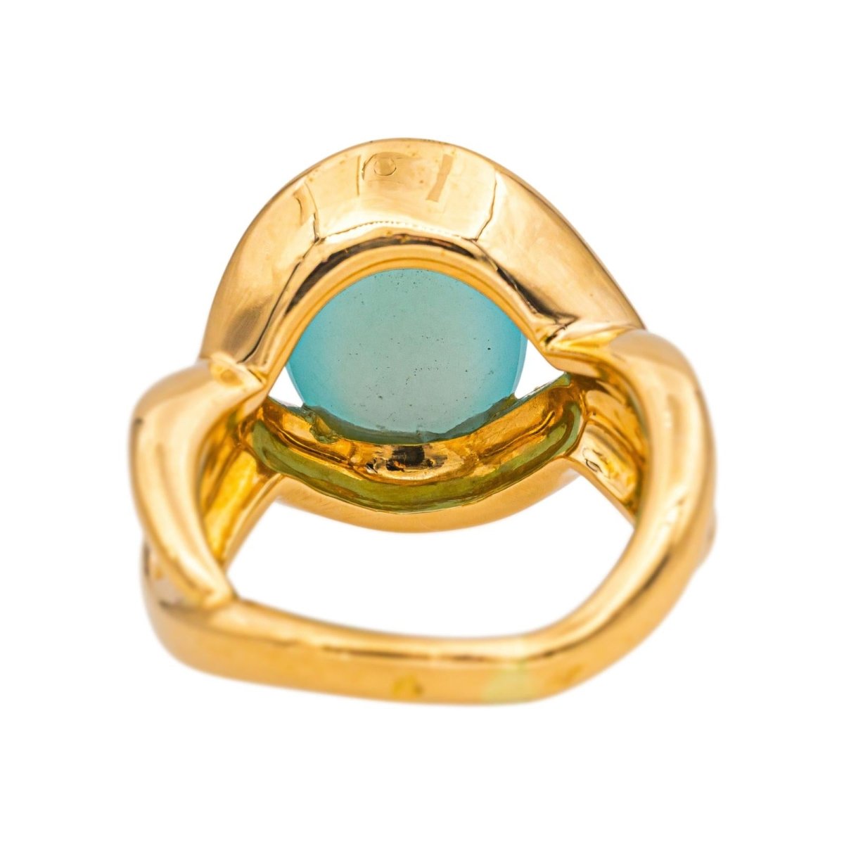 Ring Yellow gold Chrysoprase