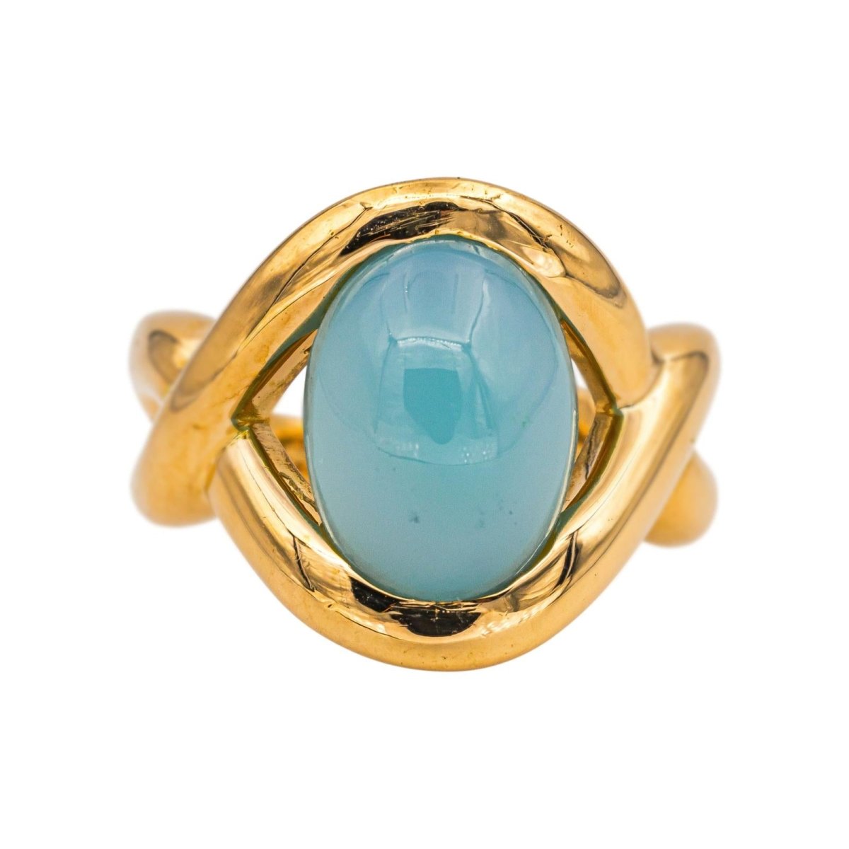 Ring Yellow gold Chrysoprase