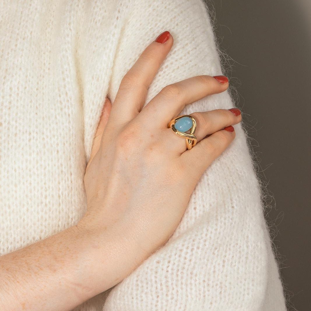 Ring Yellow gold Chrysoprase