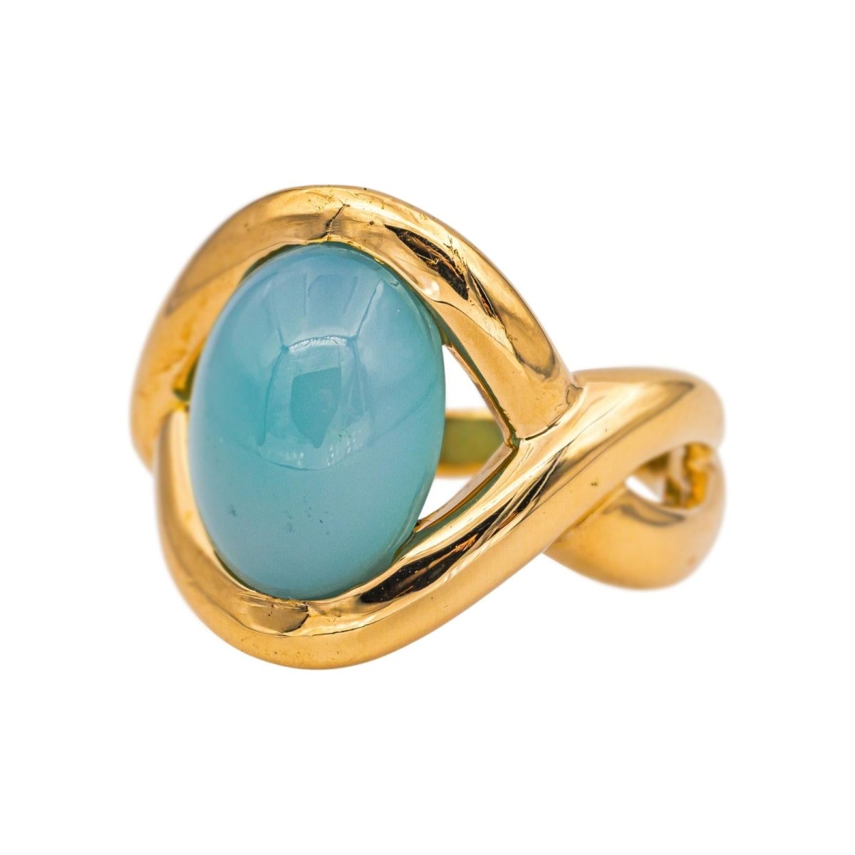 Ring Yellow gold Chrysoprase