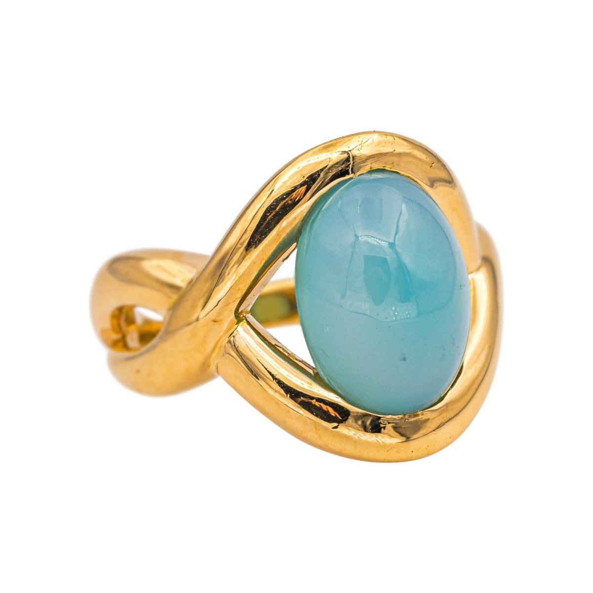 Ring Yellow gold Chrysoprase