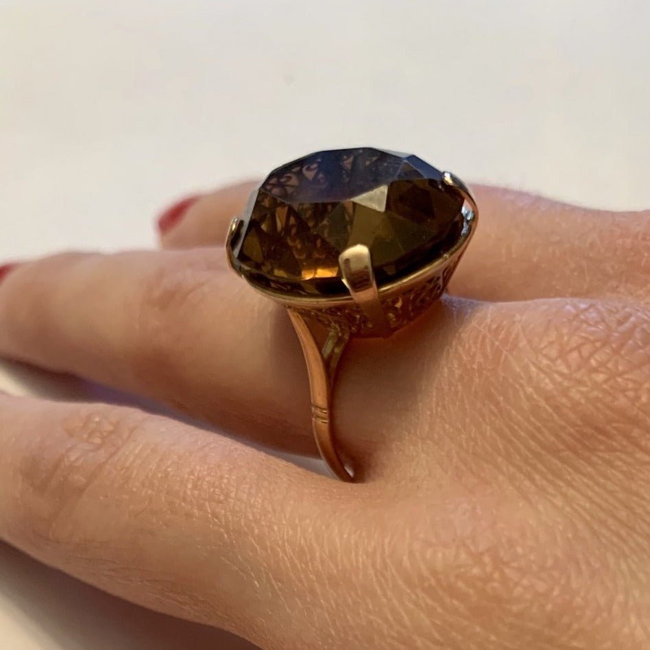 Bague en or jaune et citrine - Castafiore