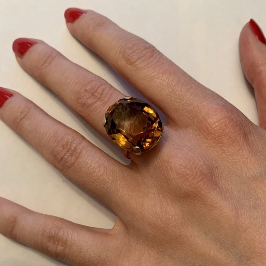 Bague en or jaune et citrine - Castafiore