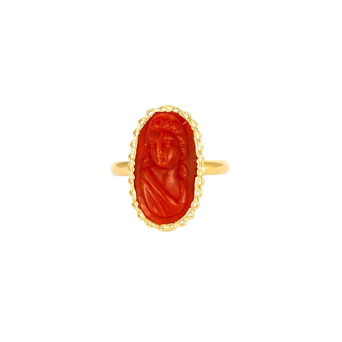 Bague en or jaune et corail - Castafiore