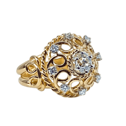 Bague en or jaune et diamant - Castafiore
