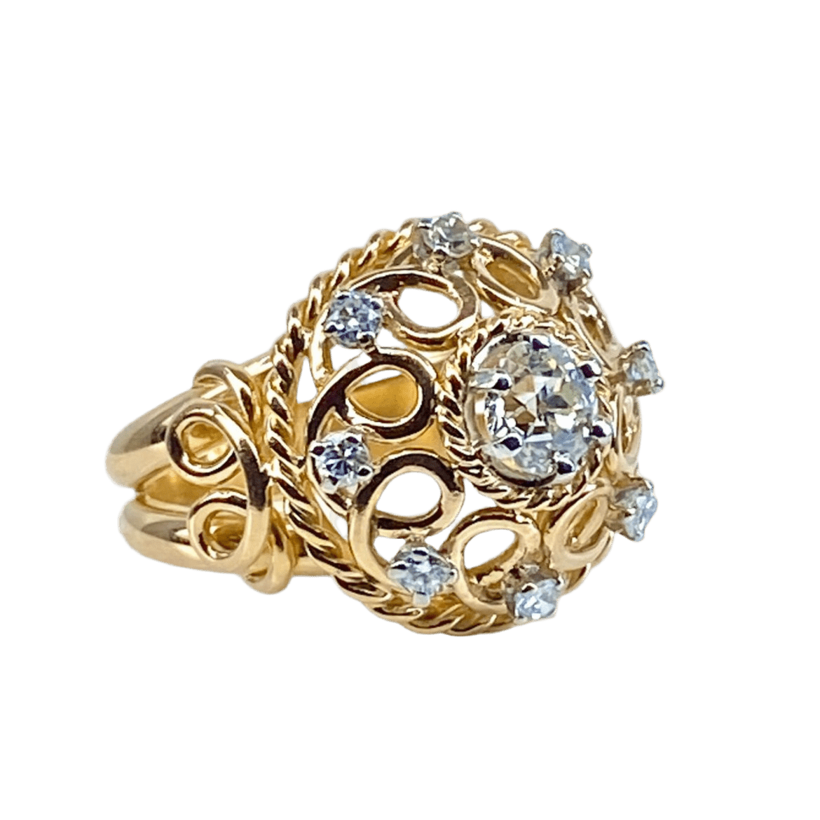Bague en or jaune et diamant - Castafiore
