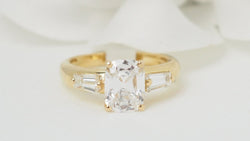 Bague en or jaune et diamant coussin 2cts Certifié - Castafiore