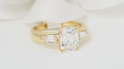 Bague en or jaune et diamant coussin 2cts Certifié - Castafiore