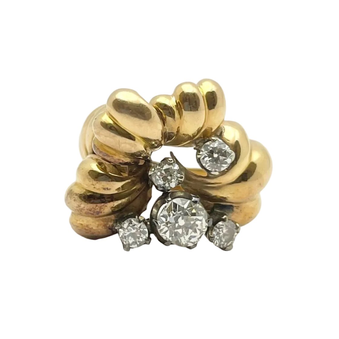 Bague en or jaune et diamants - Castafiore