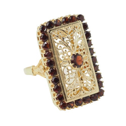 Bague en or jaune et grenats - Castafiore