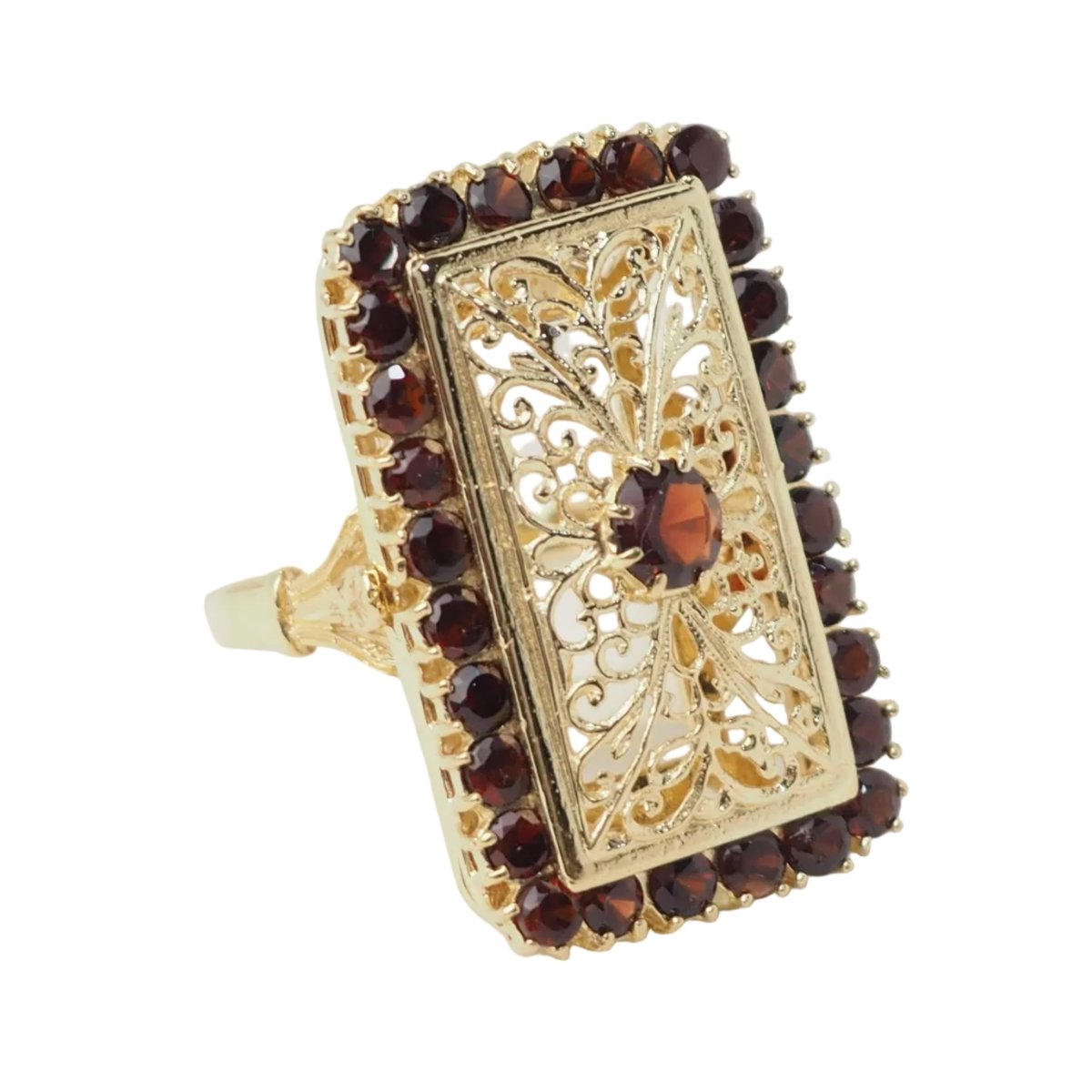 Bague en or jaune et grenats - Castafiore