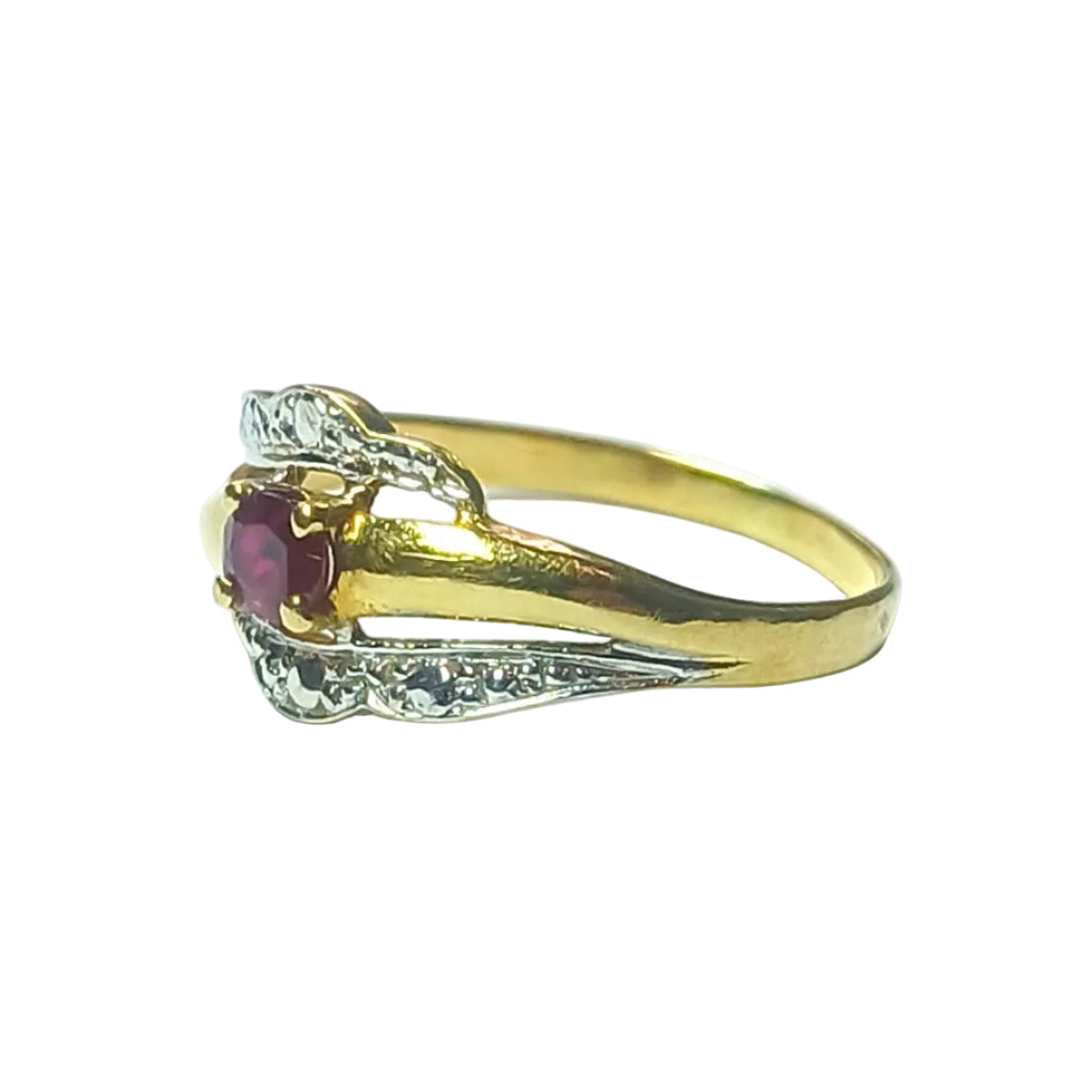 Bague en or jaune et gris, rubis - Castafiore