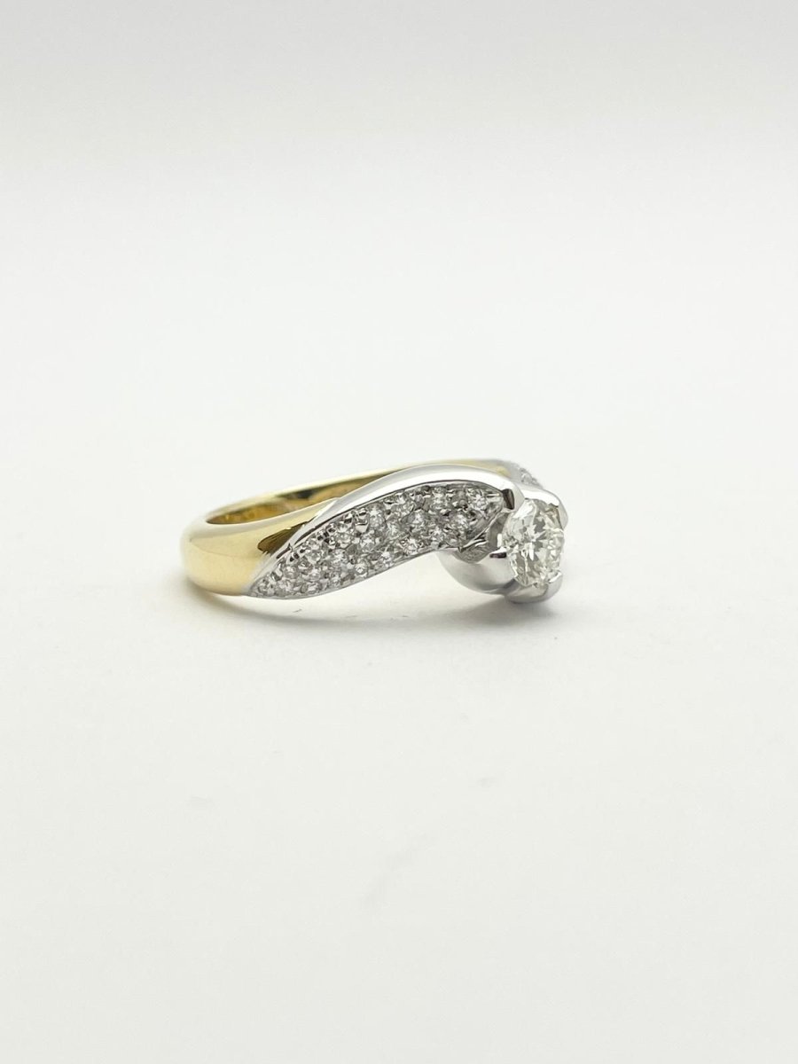 Bague en or jaune et or blanc avec diamant - Castafiore