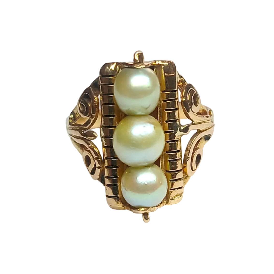 Bague en or jaune et perles de culture, vers 1950 - Castafiore
