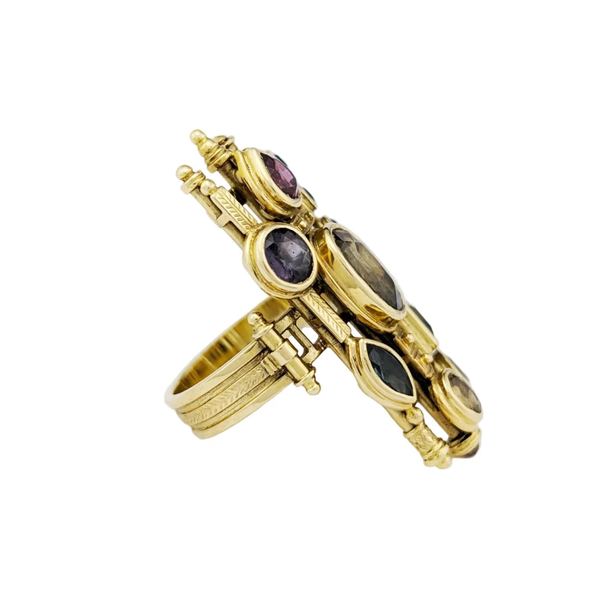 Bague en or jaune et pierres polychromes - Castafiore