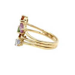 Bague en or jaune et saphirs de couleur - Castafiore