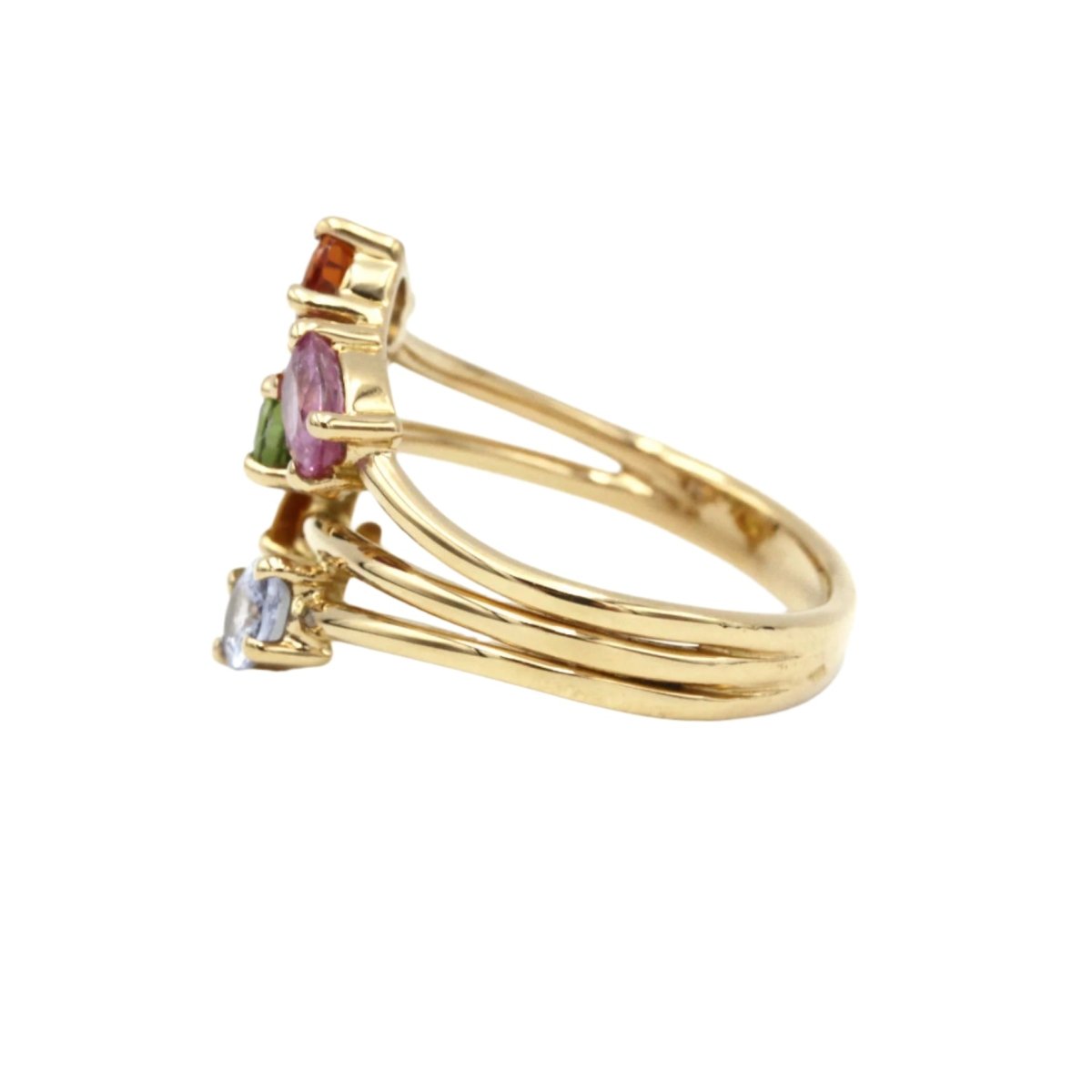 Bague en or jaune et saphirs de couleur - Castafiore