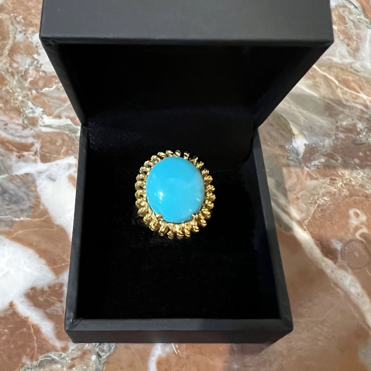 Bague en or jaune et turquoise - Castafiore