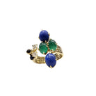 Bague en or jaune, lapis lazuli, diamant et chrysoprase - Castafiore