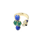 Bague en or jaune, lapis lazuli, diamant et chrysoprase - Castafiore