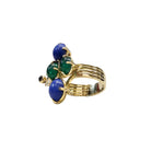 Bague en or jaune, lapis lazuli, diamant et chrysoprase - Castafiore