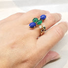 Bague en or jaune, lapis lazuli, diamant et chrysoprase - Castafiore