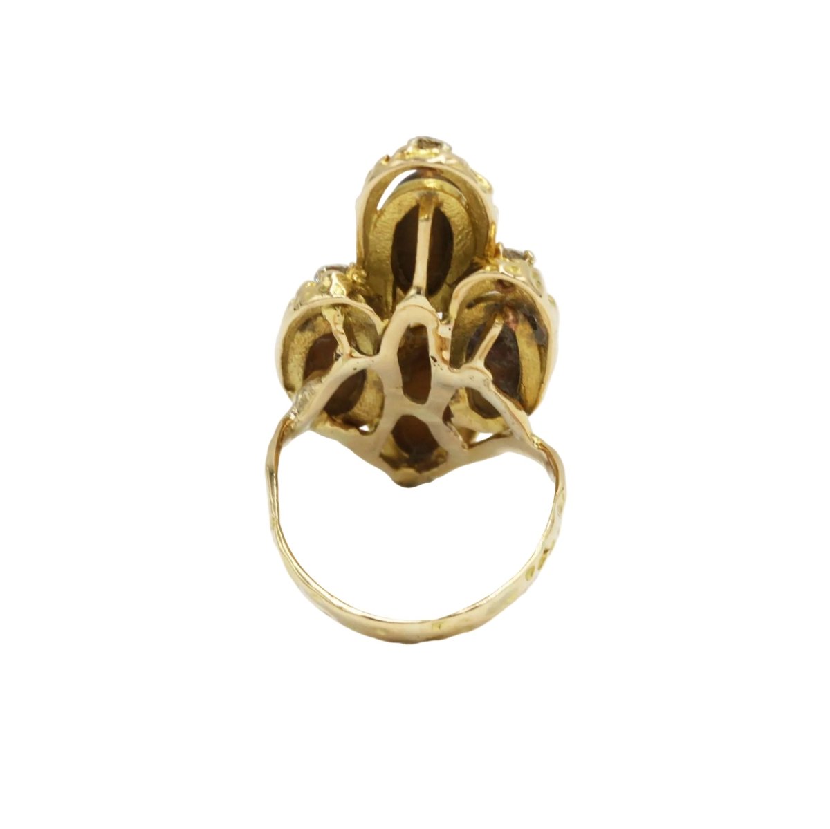 Bague en or jaune, oeil - de - tigre et diamants - Castafiore